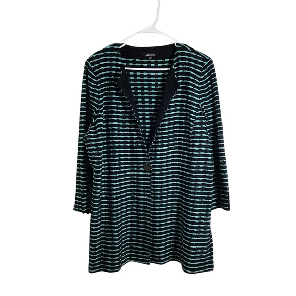 Misook Sweaters - Misook Black and Teal Knit Cardigan Sweater